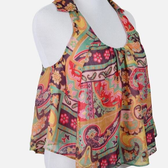 Free People Size S Strawberry Sleeveless Halter Top Paisley Multicolor - Picture 7 of 11